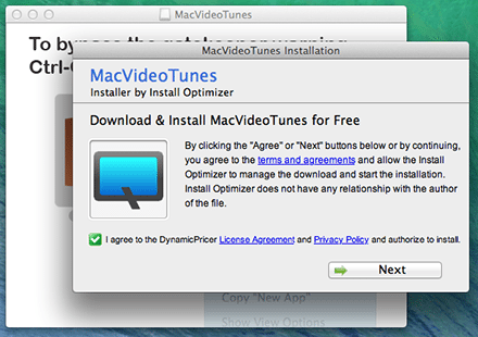 Im weiteren Verlauf der MacVideoTunes-Installation soll ein unbekannter "Optimizer" installiert werden. (Bild: Screenshot Dr. Web)