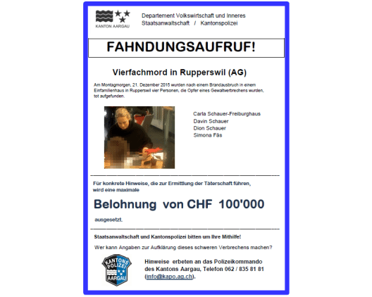 Fahndungsaufruf (Bild: © Kantonspolizei Aargau)