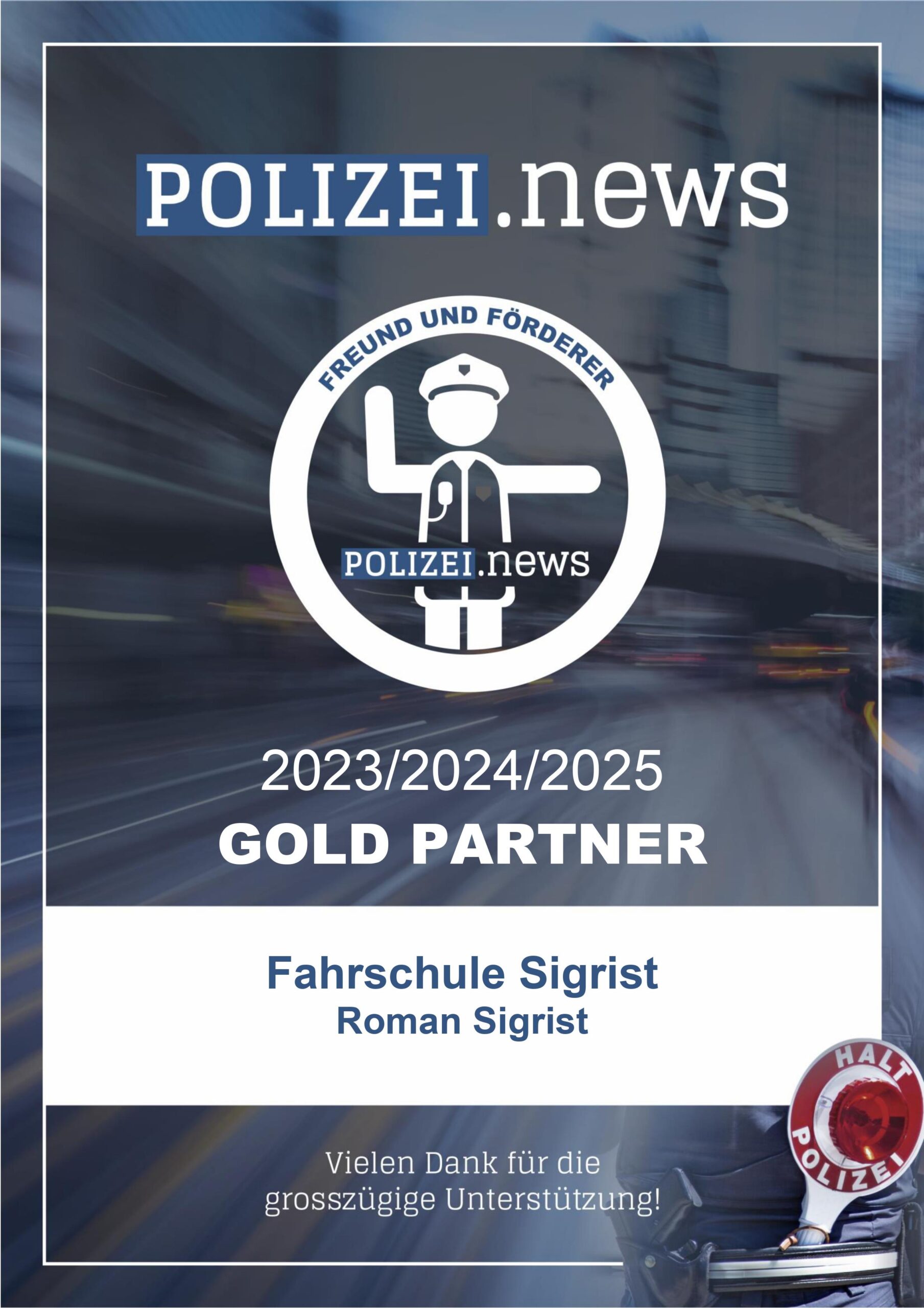 Fahrschule Sigrist „Gold Partner 20232025“ von Polizei.news