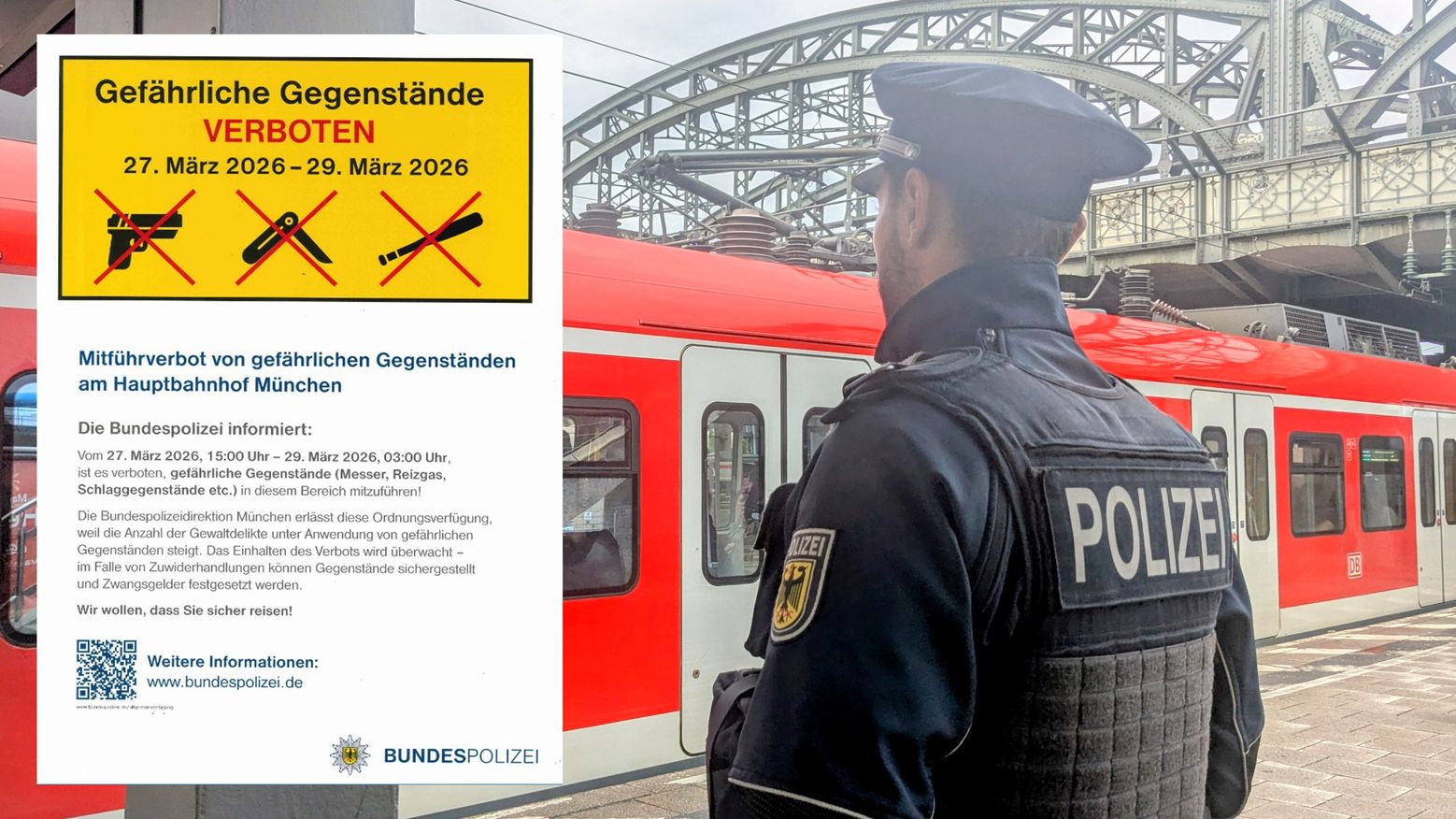 München, BY: Polizei greift durch – Waffenverbot und Kontrollen an Bahnhöfen