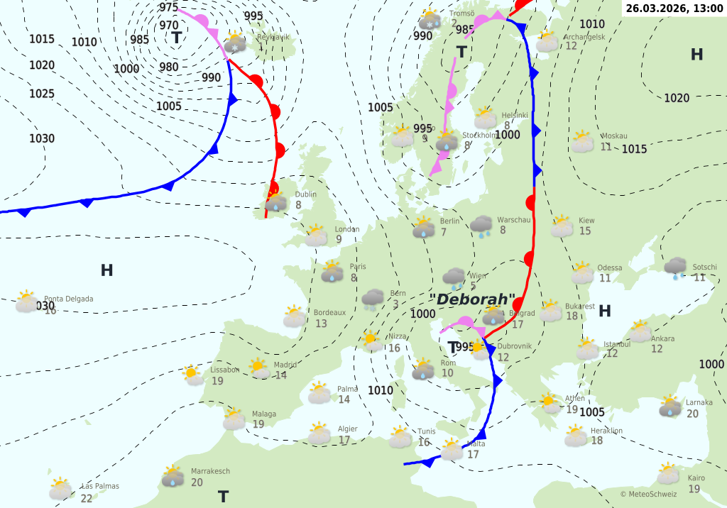 Wetter am Donnerstag, 26.03.2026: Wind, Schneeschauer und winterliche Temperaturen