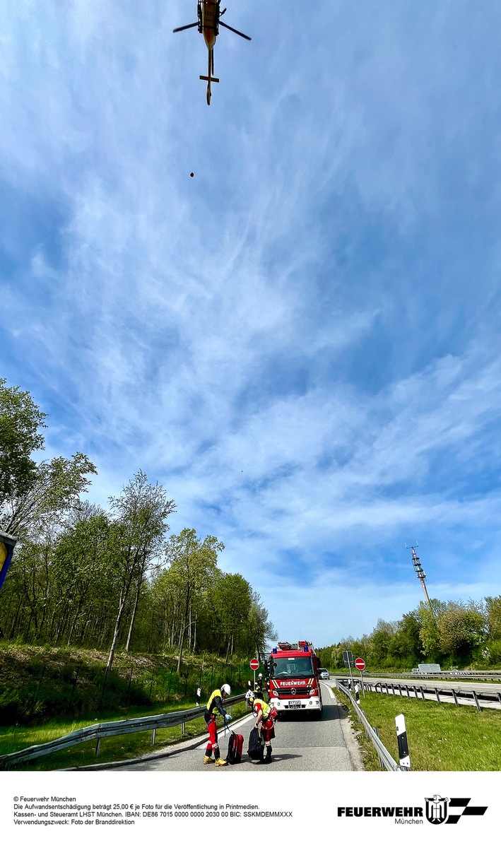 München, Bayern: Medizinischer Notfall auf Autobahn – Retter per Seilwinde abgesetzt
