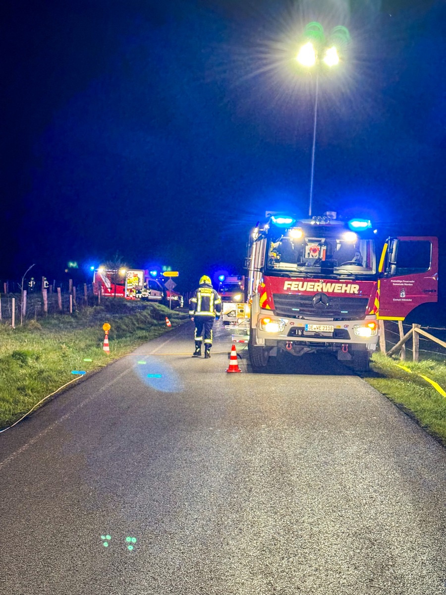 Wenden, Nordrhein-Westfalen: Unfall fordert Schwerverletzten – Drohne im Einsatz