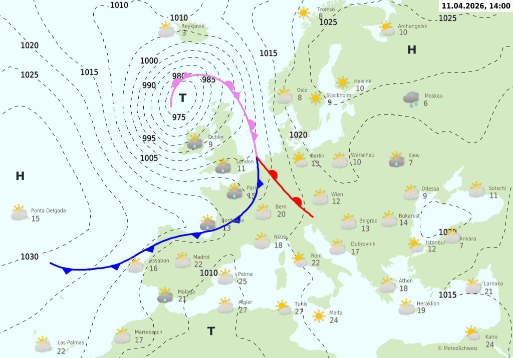 Wetter am Samstag, 11.04.2026: Mild, sonnig, später Schauer und Saharastaub