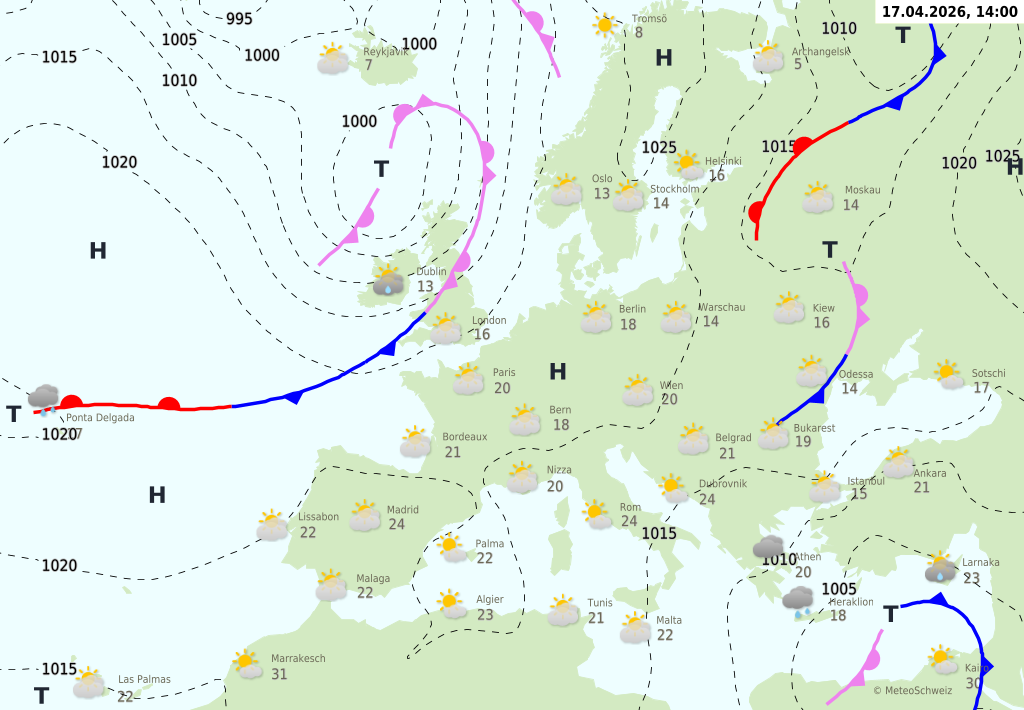 Wetter am Freitag, 17.04.2026: Sonnig und mild mit lokalen Wolken am Nachmittag