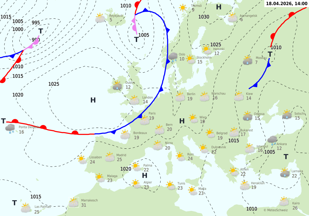 Wetter am Samstag, 18.04.2026: Sonnig und mild, später mehr Wolken im Westen
