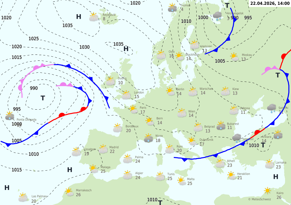 Wetter am Mittwoch, 22.04.2026: Sonnig, kühl am Morgen, Bise, milder Nachmittag