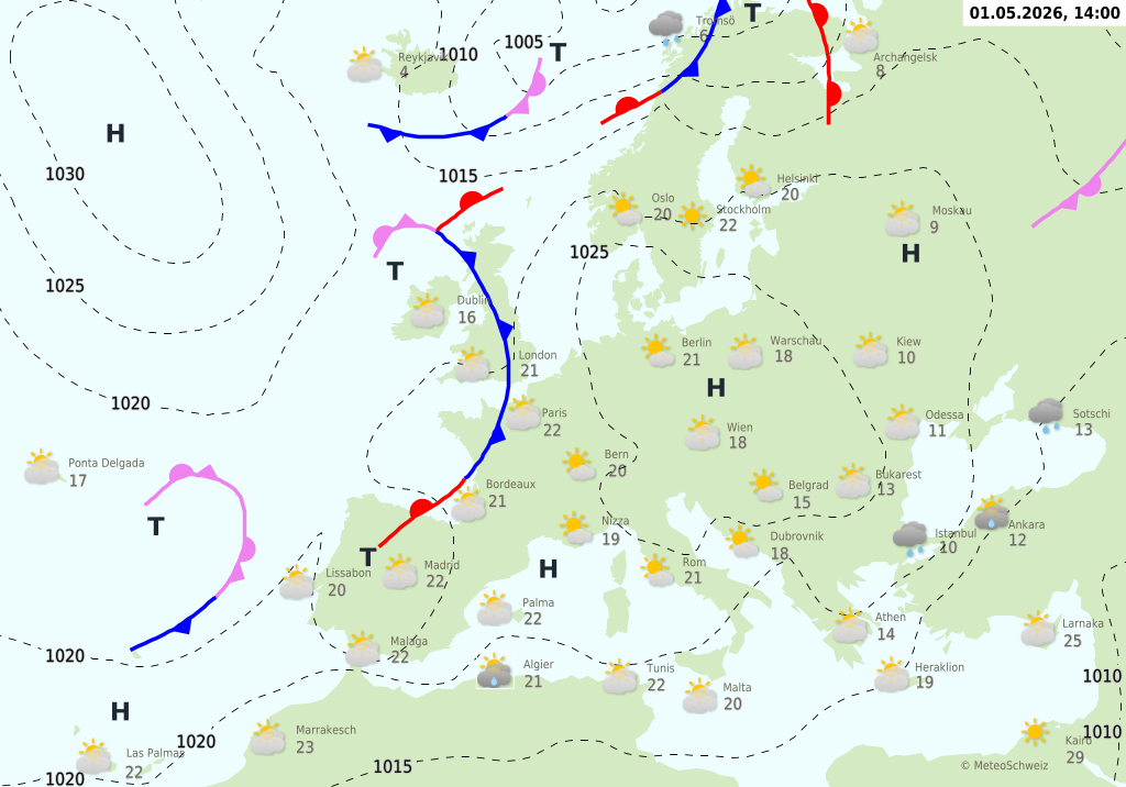 Wetter am Freitag, 01.05.2026: Viel Sonne, mild, vereinzelt Schauer im Jura