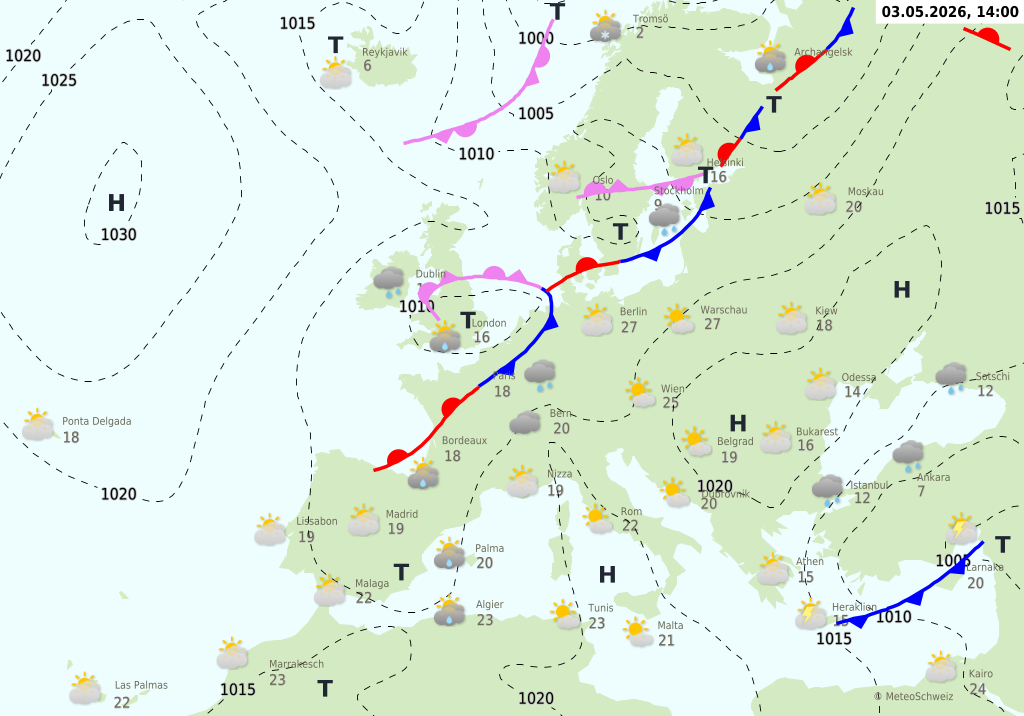 Wetter am Sonntag, 03.05.2026: Wechselhaft mit Sonne, Wolken und Gewittern