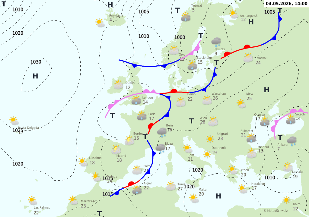 Wetter am Montag, 04.05.2026: Wechselhaft, teils Regen und Föhn mit milden Werten