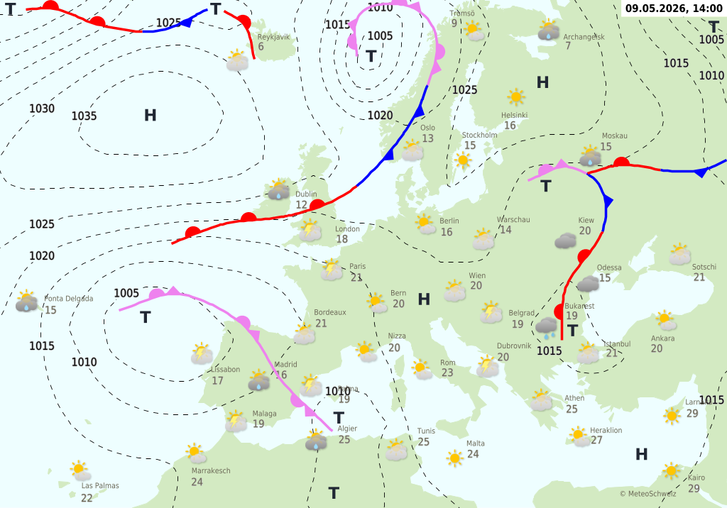 Wetter am Samstag, 09.05.2026: Sonnig und mild, später Regen und Wind