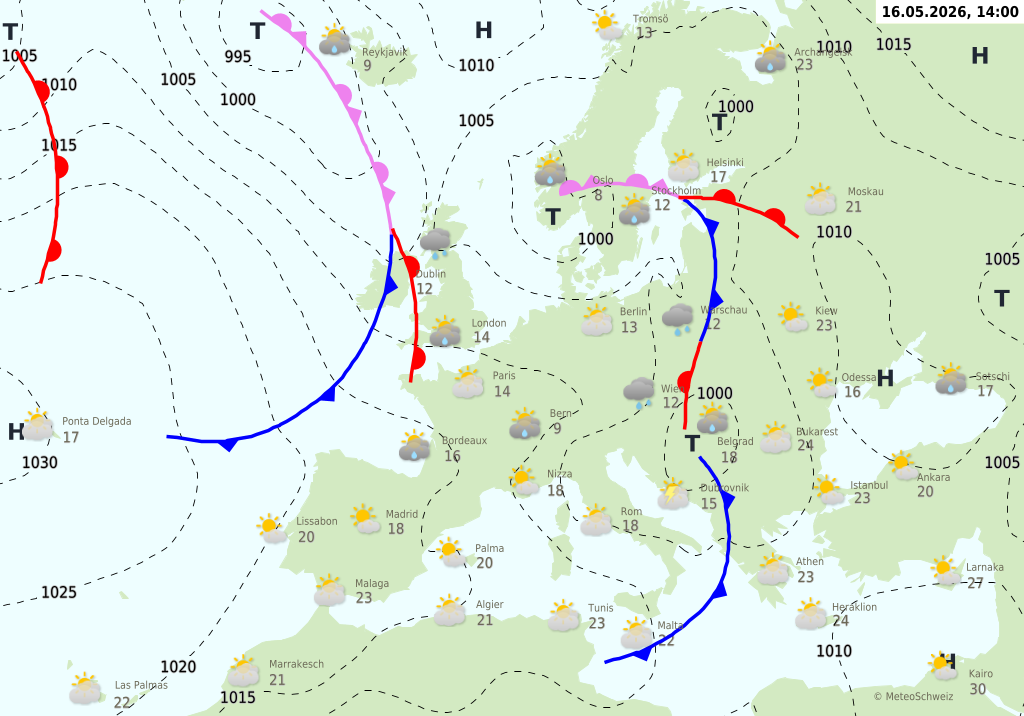 Wetter am Samstag, 16.05.2026: Schnee bis 1’000 Meter, Schauer und sonnige Phasen