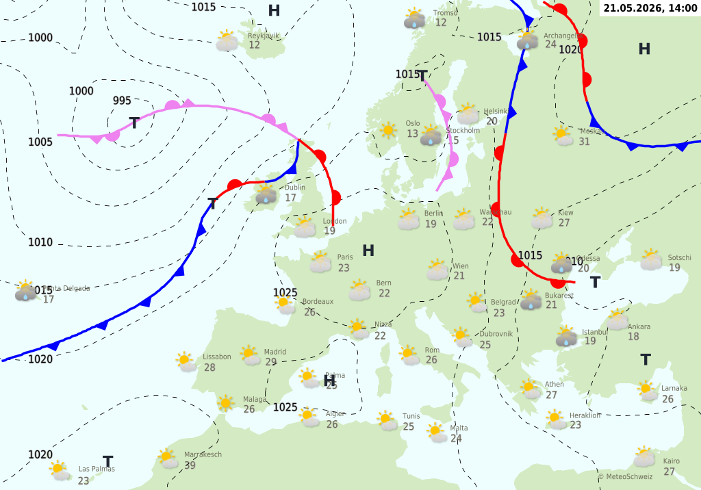 Wetter am Donnerstag, 21.05.2026: Sonne, bis 27 Grad und freundliches Pfingstwetter
