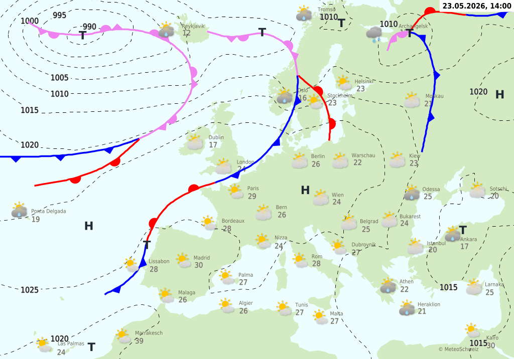 Wetter am Samstag, 23.05.2026: Sonnig bis 30 Grad und leichte Bise
