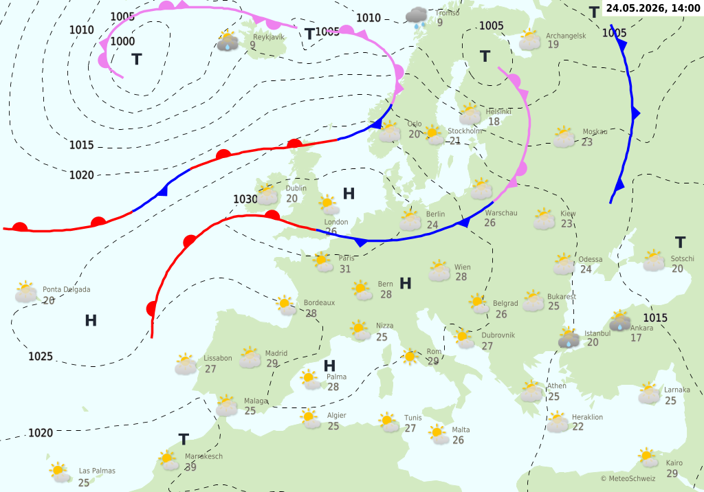 Wetter am Sonntag, 24.05.2026: Sonnig und bis 31 Grad in der Schweiz