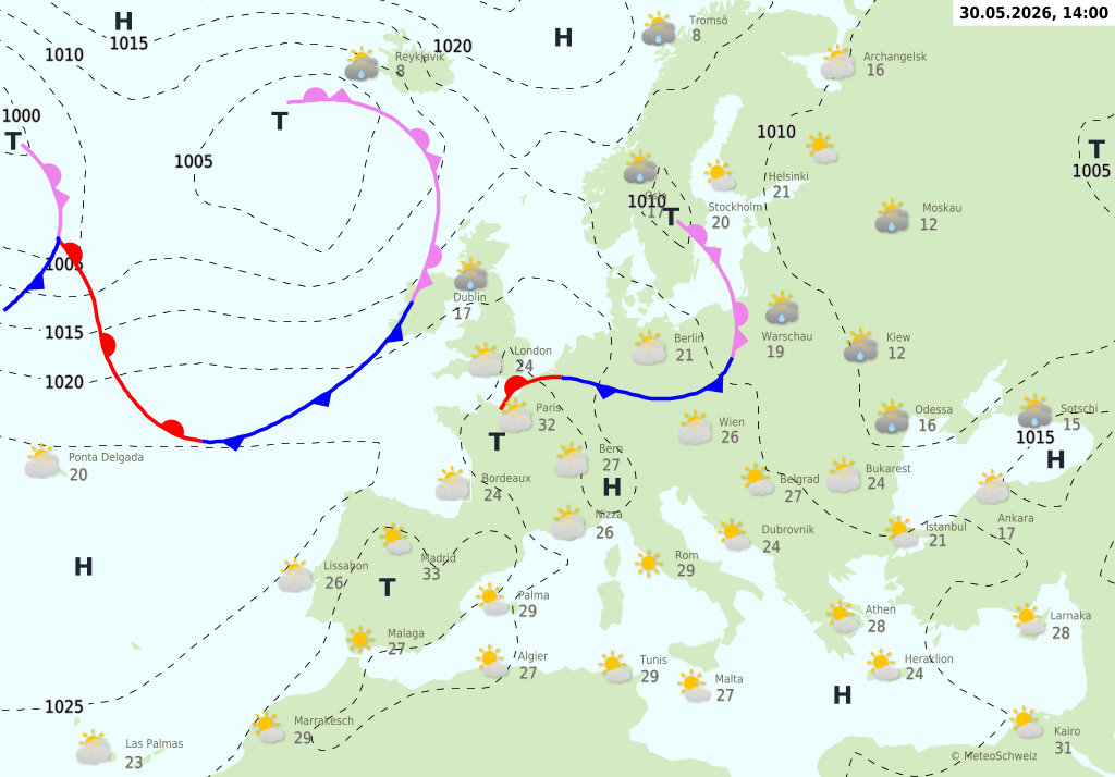 Wetter am Samstag, 30.05.2026: Bis 31 Grad, Saharastaub und später Gewitterrisiko