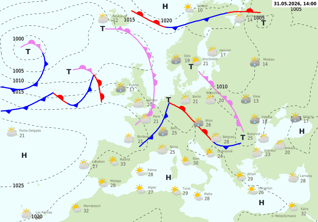Wetter am Sonntag, 31.05.2026: Gewitter, Sturmböen und Abkühlung in Sicht