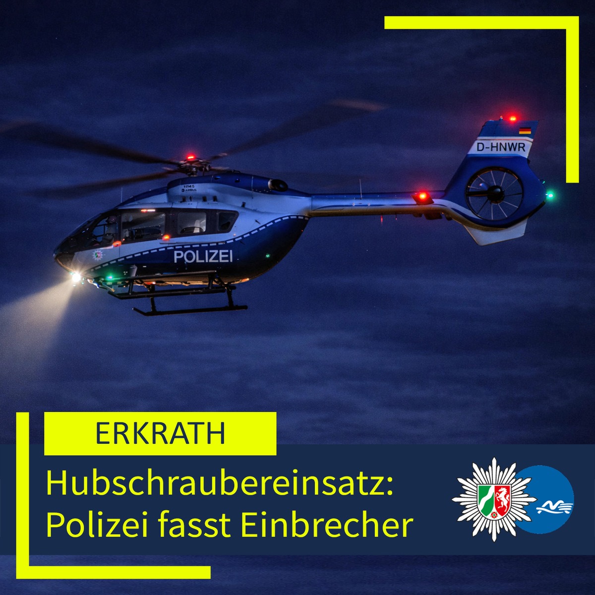 Erkrath, Nordrhein-Westfalen: Diensthund stoppt Einbrecher nach nächtlicher Flucht