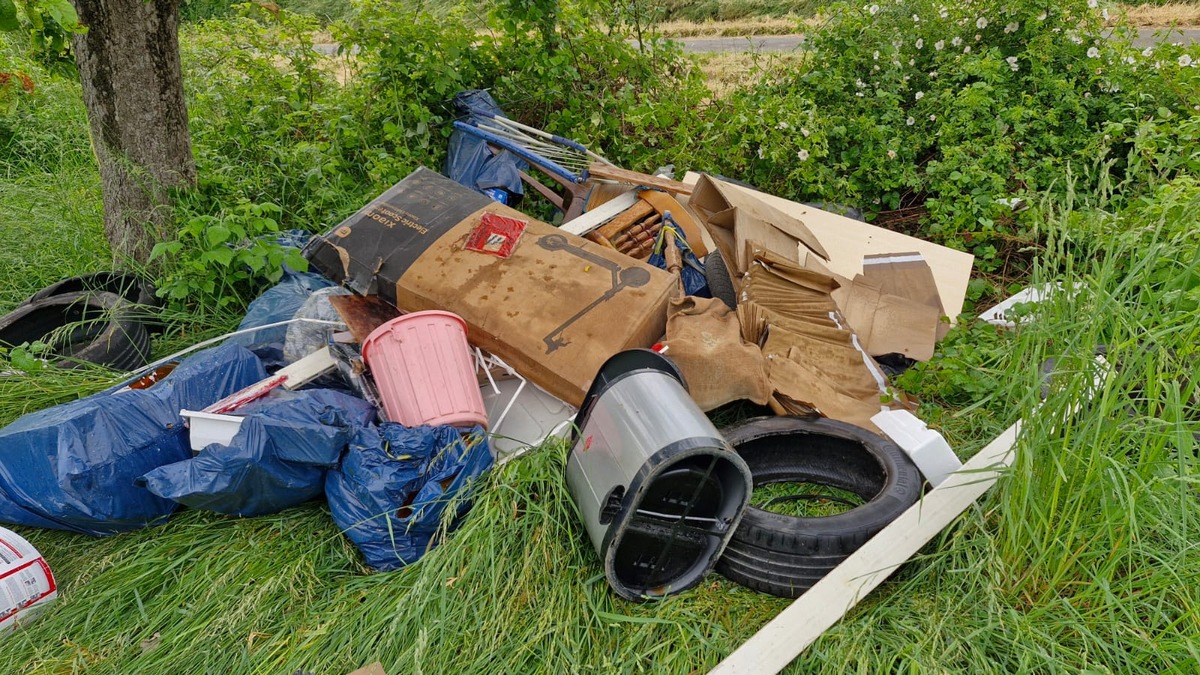 Hildesheim, Niedersachsen: Reifen, Elektrogeräte und Müll im Grünen abgeladen