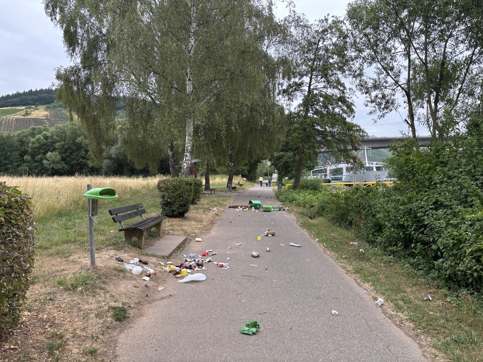 Schweich-RLP-Unbekannte-rei-en-M-lleimer-aus-Verankerung-und-verw-sten-Moselufer