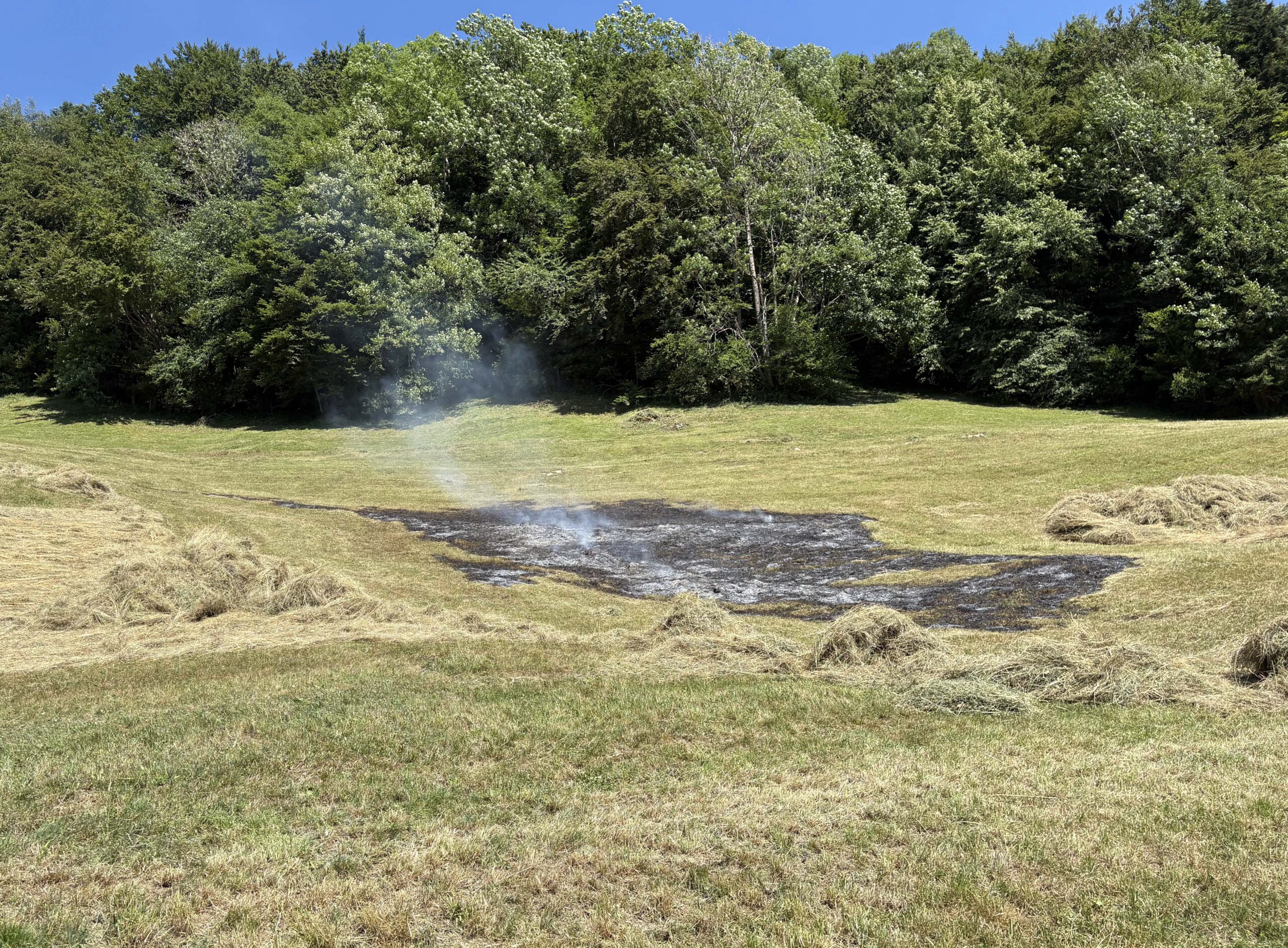 Steinen-SZ-Fl-chenbrand-bei-Heuarbeiten-Heu-entz-ndet-sich-am-heissen-Auspuff